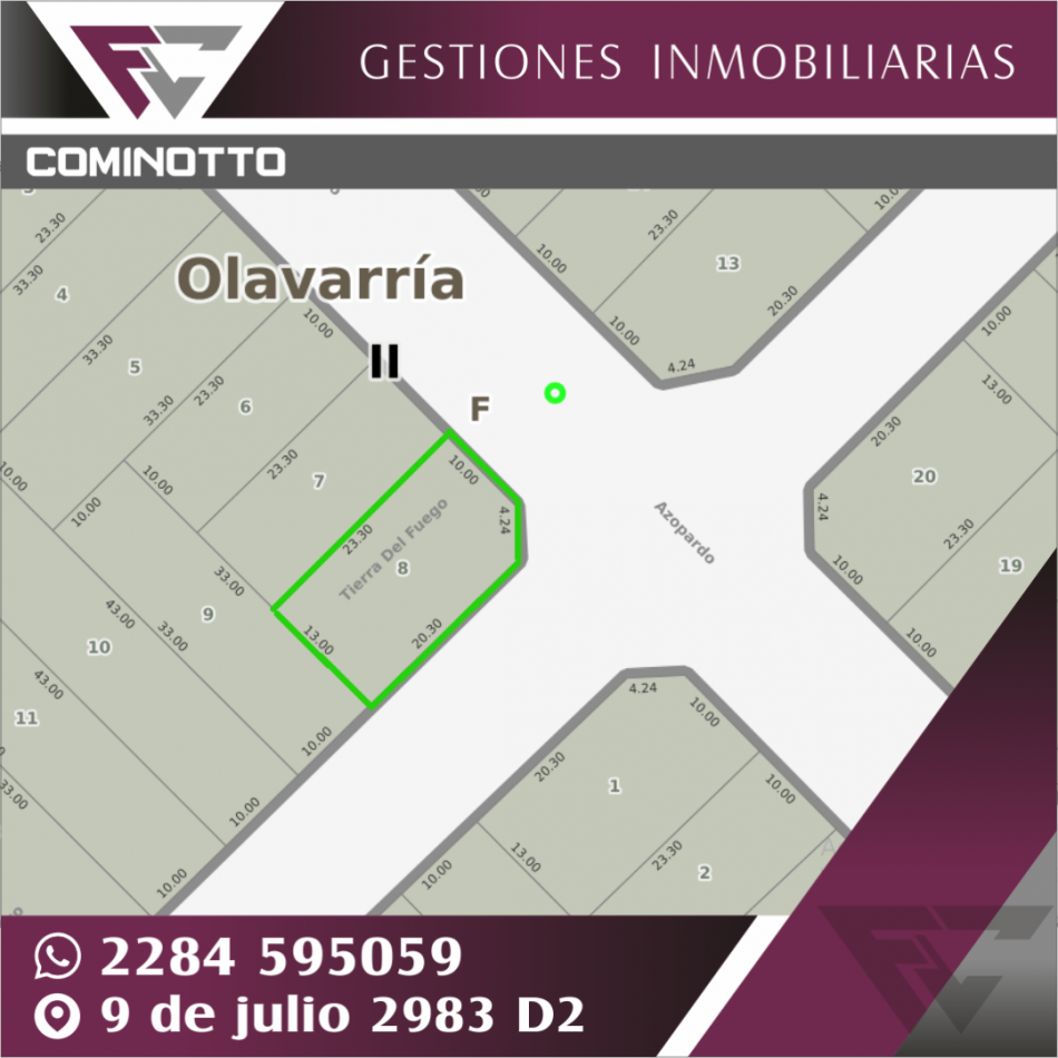 VENDE LOTE ESQUINA EN B. MARTIN FIERRO